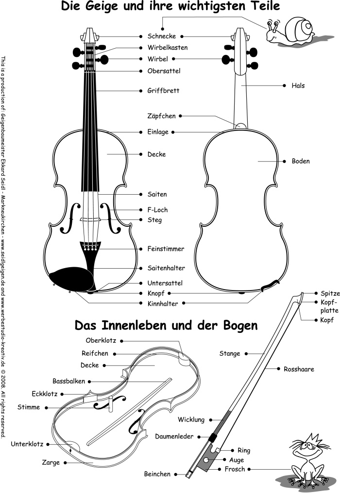 Die Teile der Geige